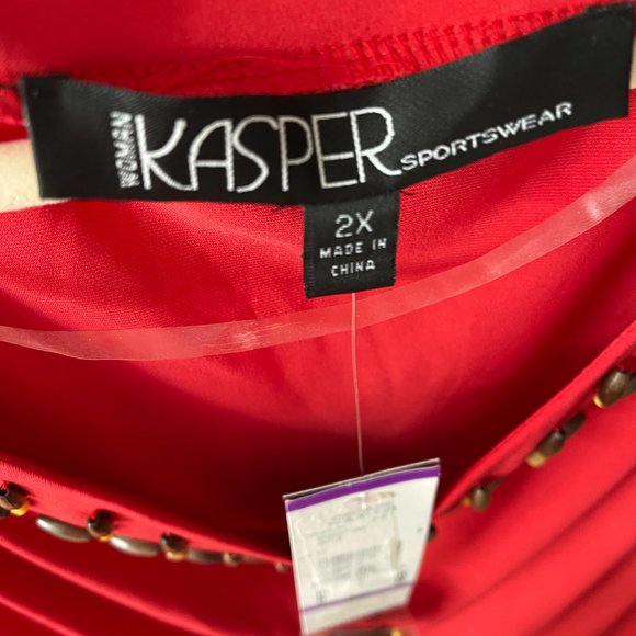 Kasper Beaded Red Top Size 2X NWT - Picture 3 of 5